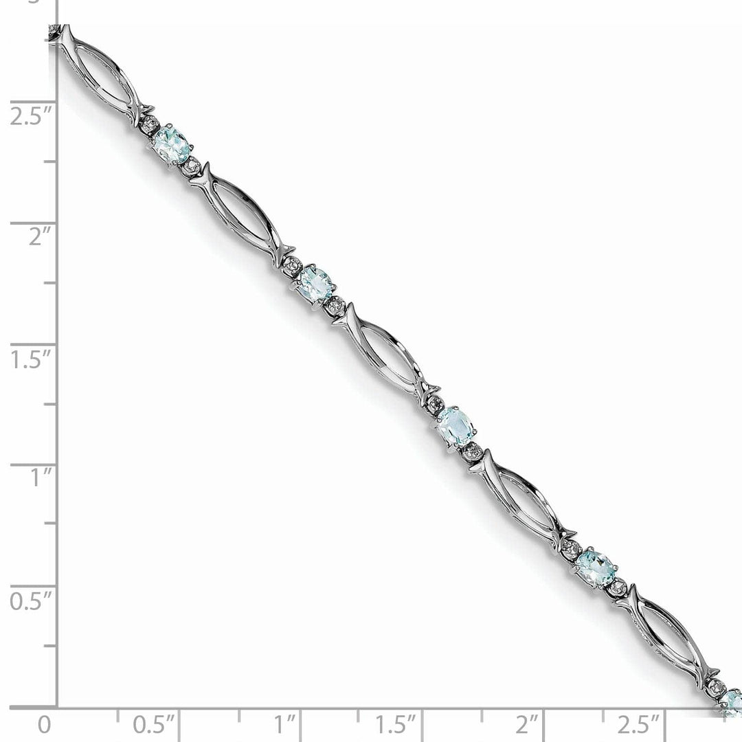 Lovely Rita's Bracelets Silver Aquamarine Gemstone Diamond Bracelet
