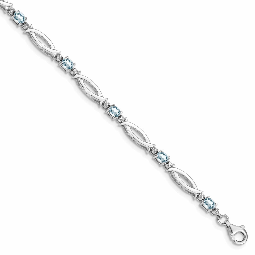Lovely Rita's Bracelets Silver Aquamarine Gemstone Diamond Bracelet