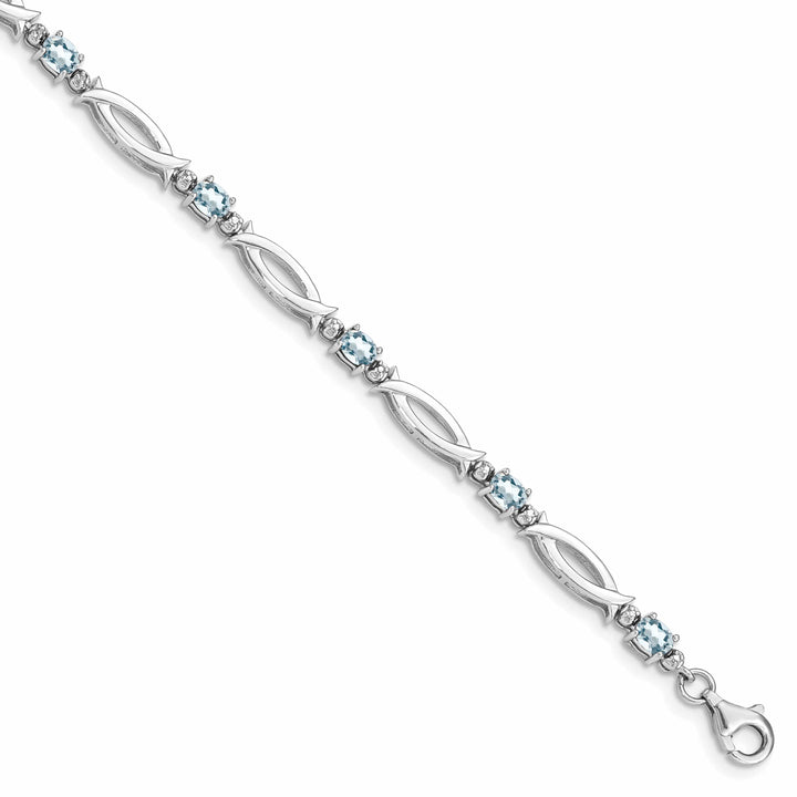 Lovely Rita's Bracelets Silver Aquamarine Gemstone Diamond Bracelet