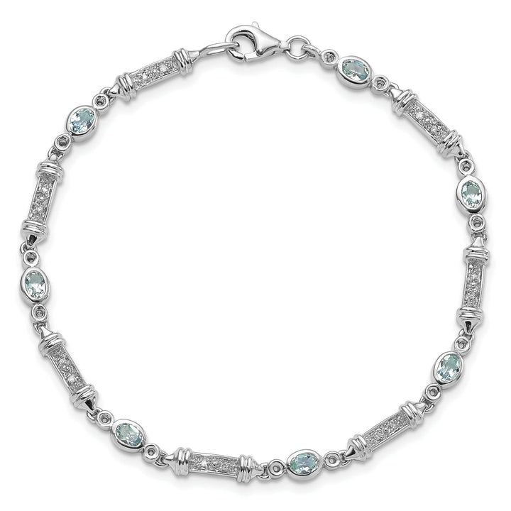 Lovely Rita's Bracelets Silver Aquamarine Gemstone Diamond Bracelet