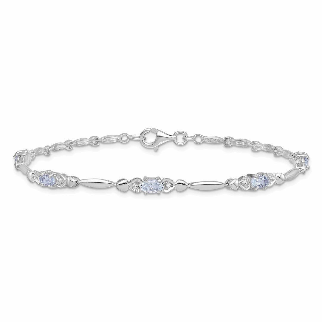 Lovely Rita's Bracelets Silver Aquamarine Gemstone Diamond Bracelet
