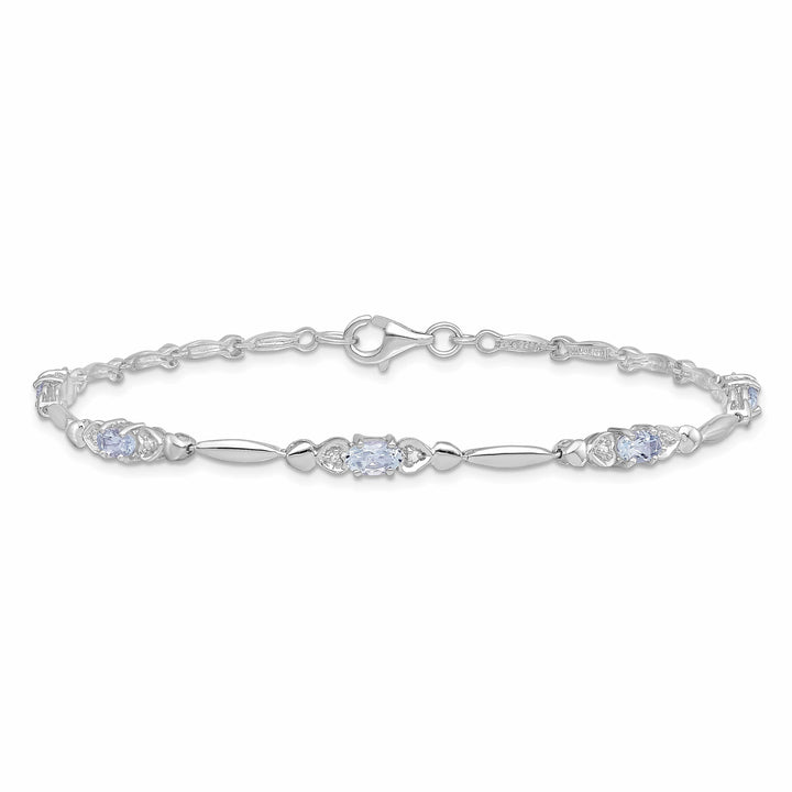 Lovely Rita's Bracelets Silver Aquamarine Gemstone Diamond Bracelet