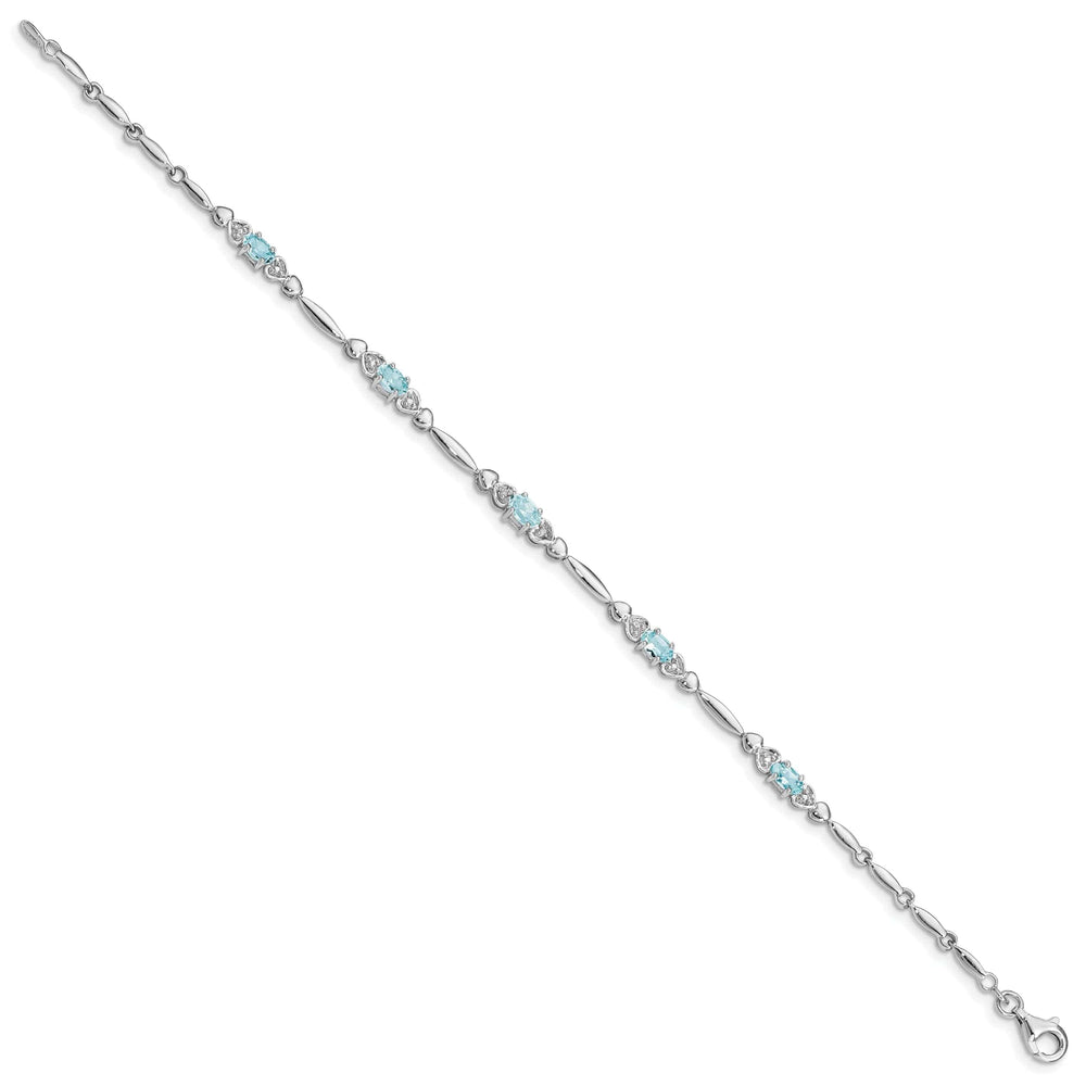 Lovely Rita's Bracelets Silver Aquamarine Gemstone Diamond Bracelet
