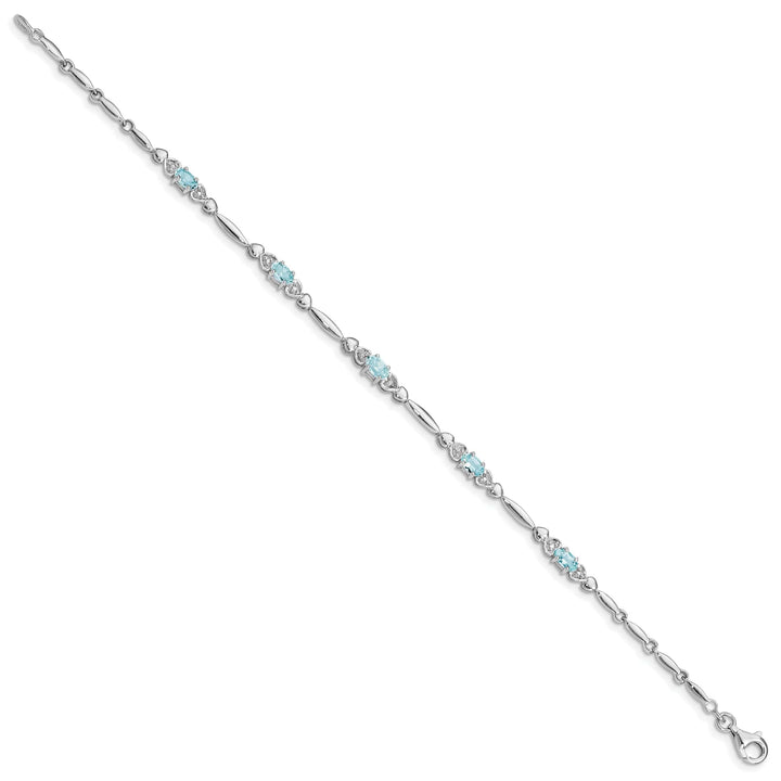 Lovely Rita's Bracelets Silver Aquamarine Gemstone Diamond Bracelet