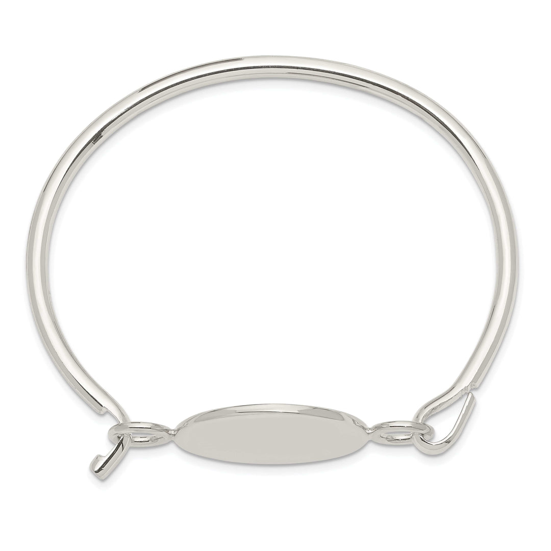 Lovely Rita's Bracelets Silver Bangle Flexible Round ID Plate Bracelet