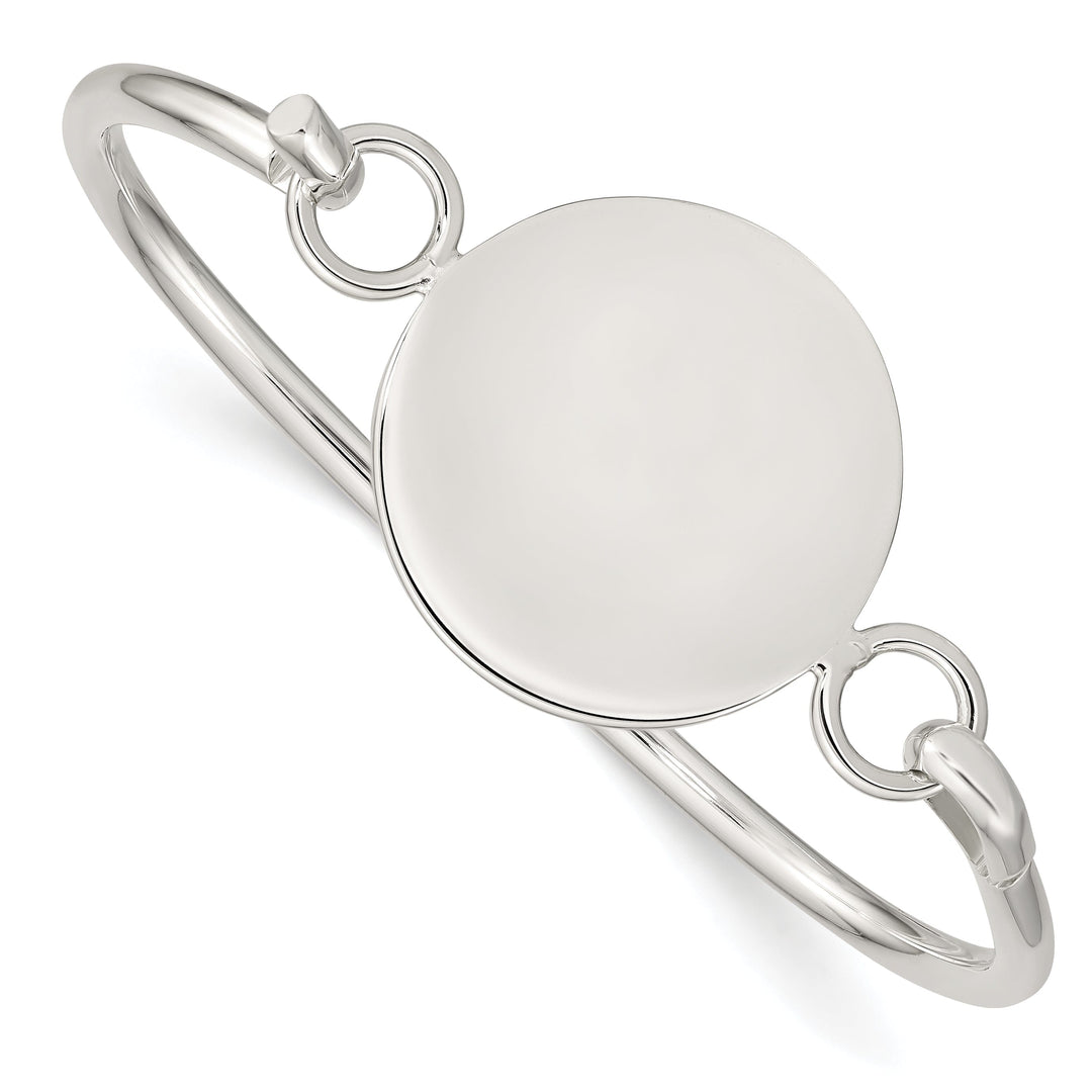 Lovely Rita's Bracelets Silver Bangle Flexible Round ID Plate Bracelet