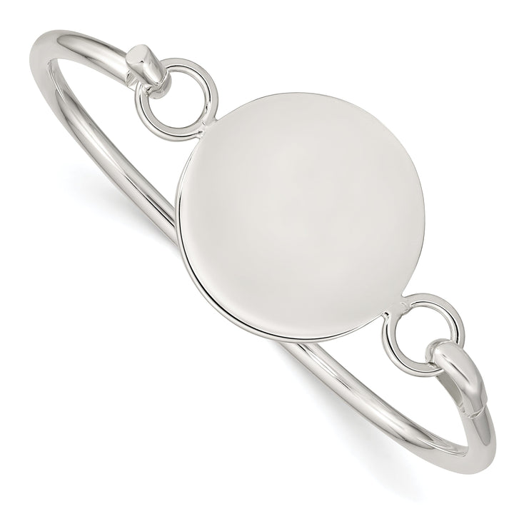 Lovely Rita's Bracelets Silver Bangle Flexible Round ID Plate Bracelet