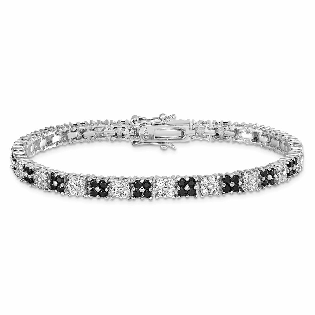 Lovely Rita's Bracelets Silver Black and White C.Z Tennis Bracelet