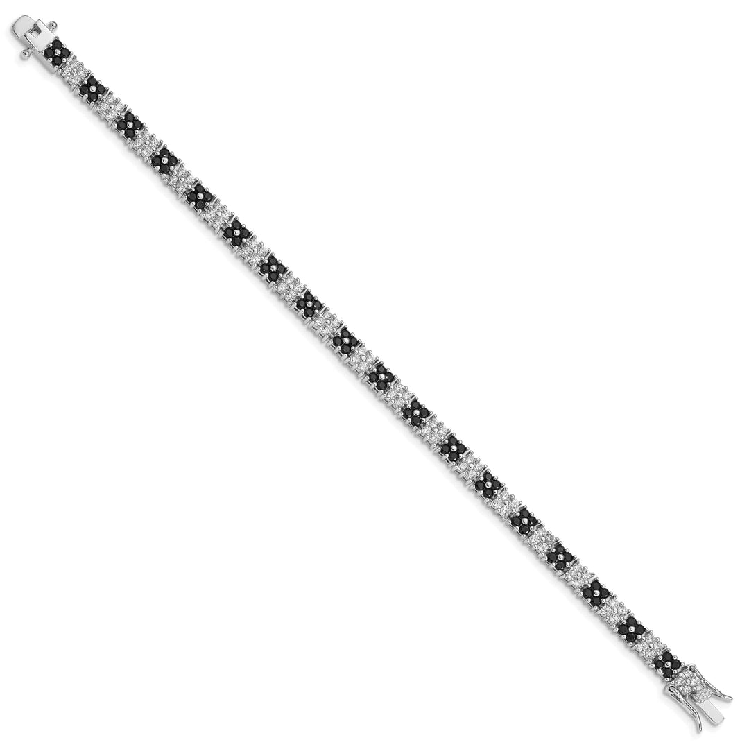 Lovely Rita's Bracelets Silver Black and White C.Z Tennis Bracelet