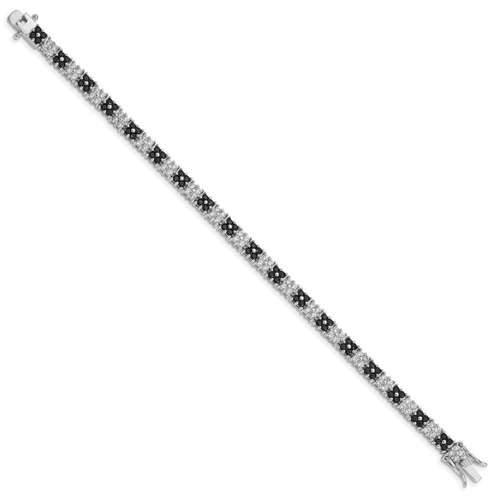 Lovely Rita's Bracelets Silver Black and White C.Z Tennis Bracelet