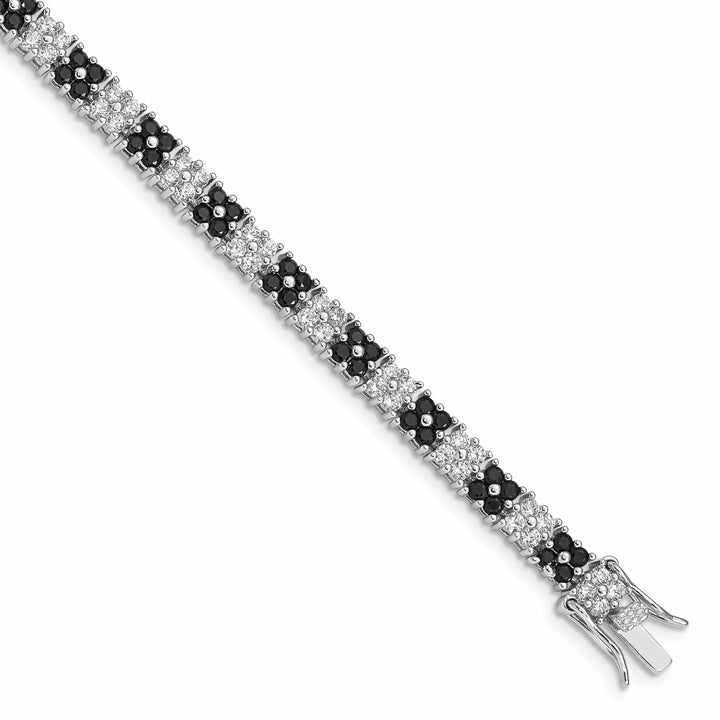 Lovely Rita's Bracelets Silver Black and White C.Z Tennis Bracelet