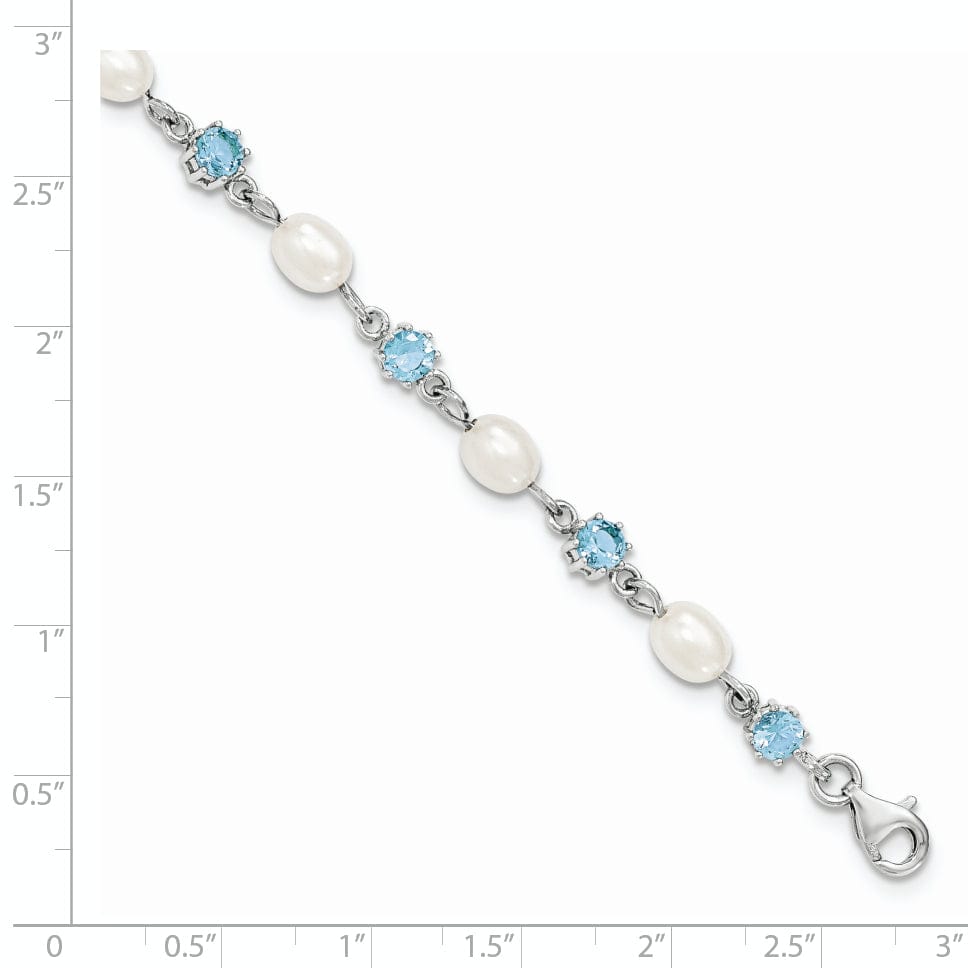 Lovely Rita's Bracelets Silver Blue C.Z Fresh Water Pearl Bracelet