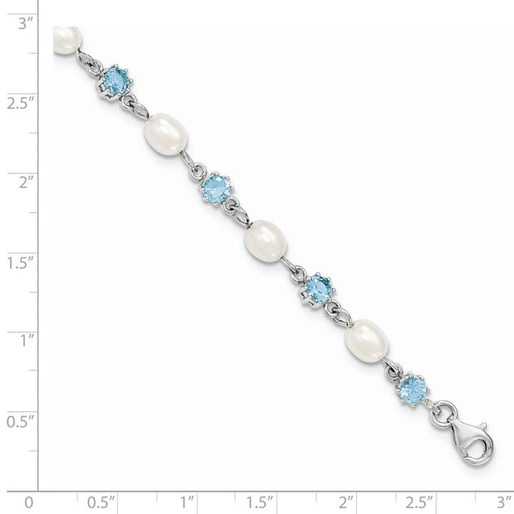 Lovely Rita's Bracelets Silver Blue C.Z Fresh Water Pearl Bracelet