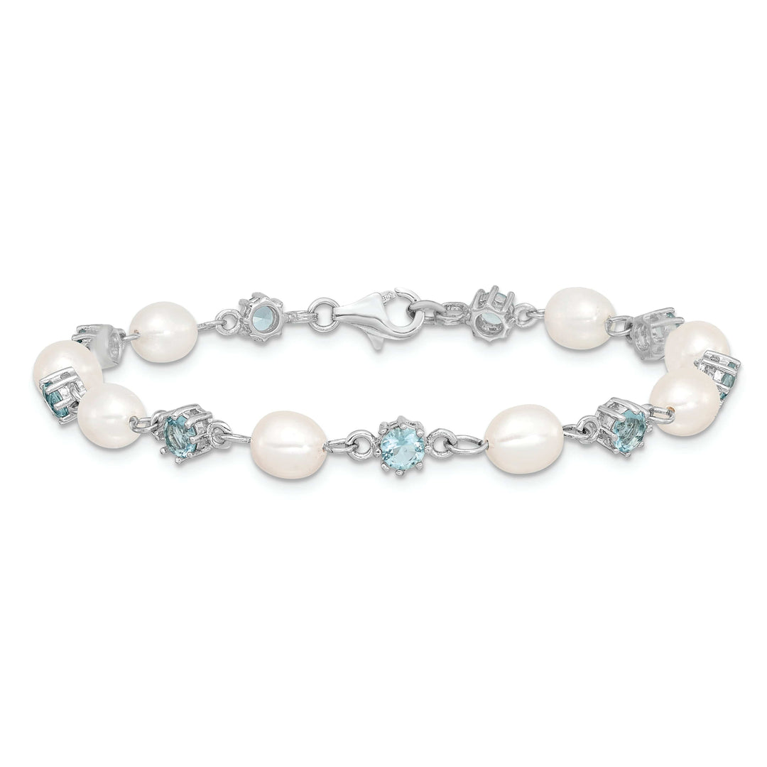 Lovely Rita's Bracelets Silver Blue C.Z Fresh Water Pearl Bracelet