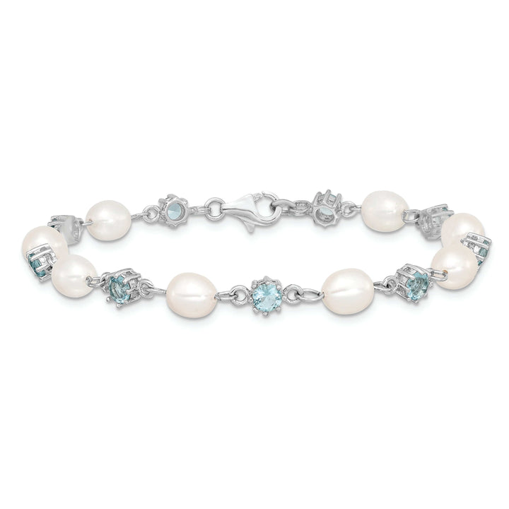 Lovely Rita's Bracelets Silver Blue C.Z Fresh Water Pearl Bracelet