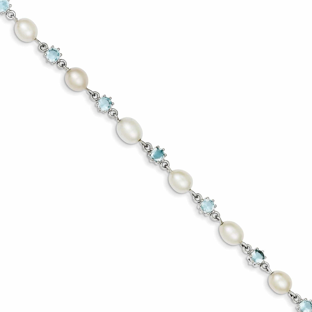 Lovely Rita's Bracelets Silver Blue C.Z Fresh Water Pearl Bracelet