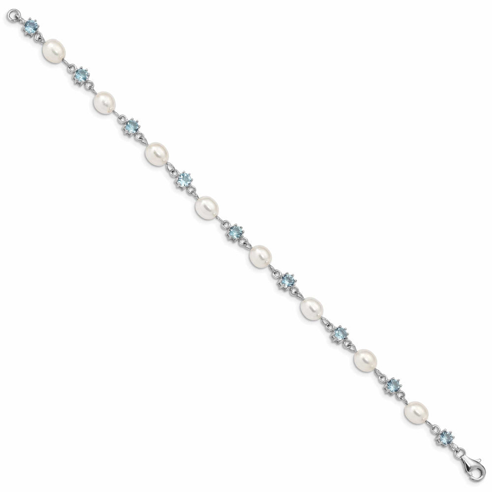 Lovely Rita's Bracelets Silver Blue C.Z Fresh Water Pearl Bracelet