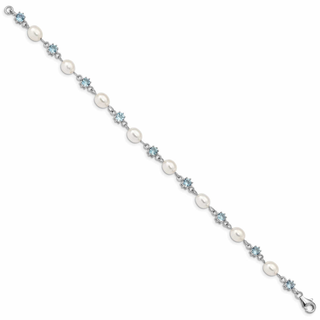 Lovely Rita's Bracelets Silver Blue C.Z Fresh Water Pearl Bracelet