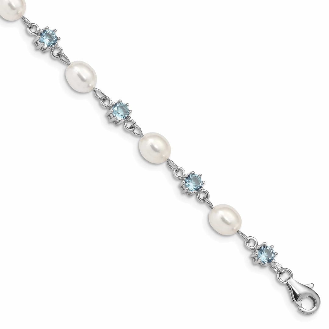 Lovely Rita's Bracelets Silver Blue C.Z Fresh Water Pearl Bracelet