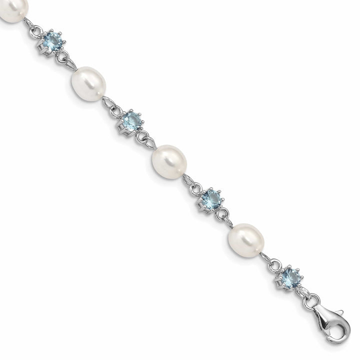 Lovely Rita's Bracelets Silver Blue C.Z Fresh Water Pearl Bracelet