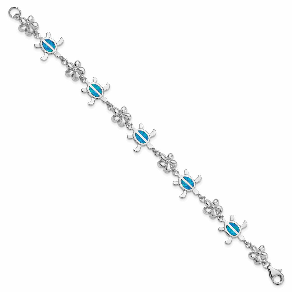 Lovely Rita's Bracelets Silver Blue Opal Inlay Tortoise Flower Bracelet