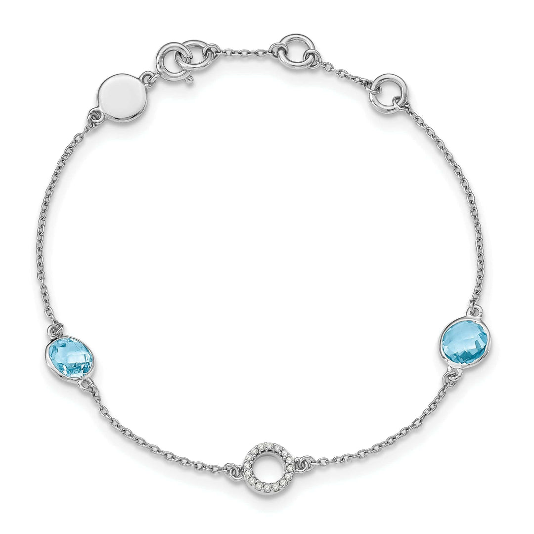 Lovely Rita's Bracelets Silver Blue Topaz Gemstone Diamond Bracelet