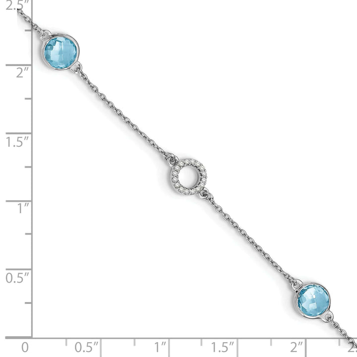 Lovely Rita's Bracelets Silver Blue Topaz Gemstone Diamond Bracelet