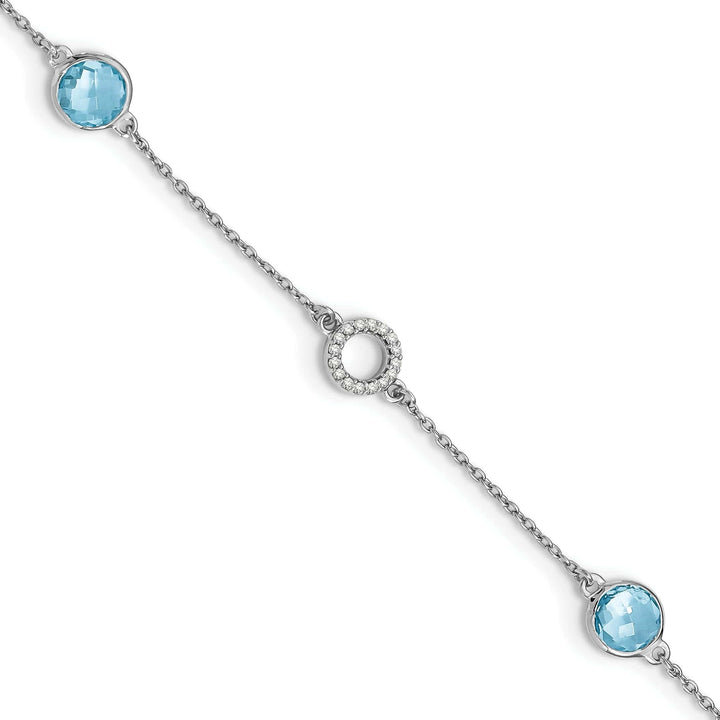 Lovely Rita's Bracelets Silver Blue Topaz Gemstone Diamond Bracelet