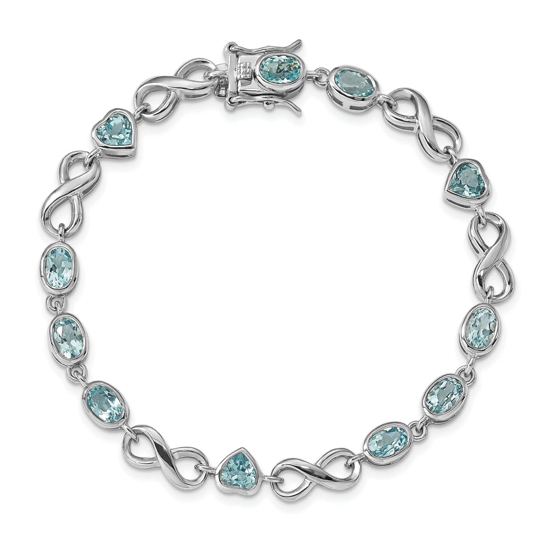Lovely Rita's Bracelets Silver Blue Topaz Gemstone Oval Heart Bracelet