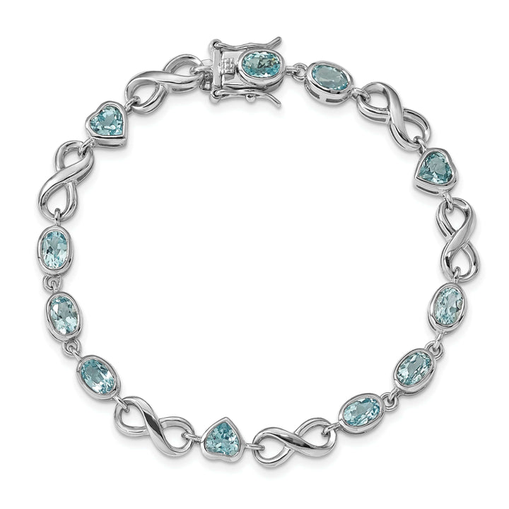 Lovely Rita's Bracelets Silver Blue Topaz Gemstone Oval Heart Bracelet
