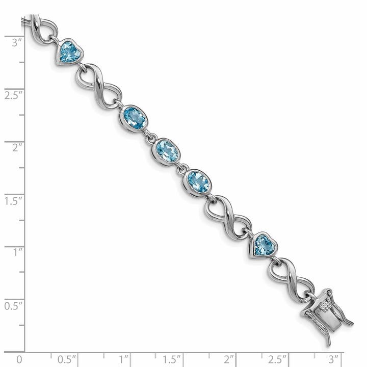 Lovely Rita's Bracelets Silver Blue Topaz Gemstone Oval Heart Bracelet