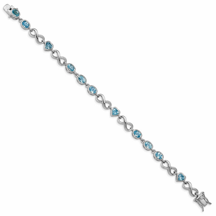 Lovely Rita's Bracelets Silver Blue Topaz Gemstone Oval Heart Bracelet