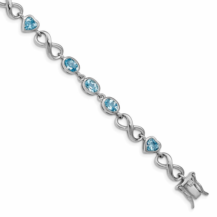Lovely Rita's Bracelets Silver Blue Topaz Gemstone Oval Heart Bracelet