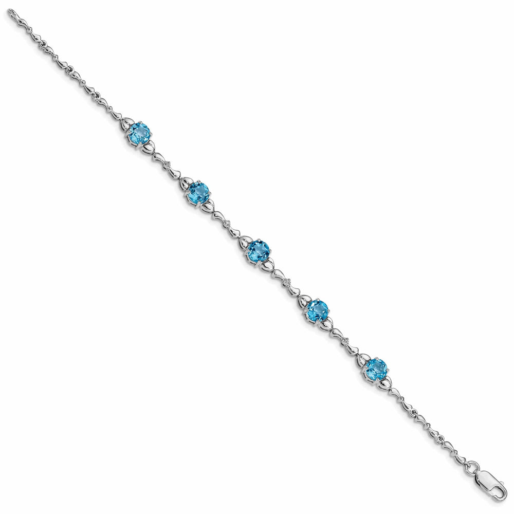 Lovely Rita's Bracelets Silver Blue Topaz Gemstones Diamond Bracelet