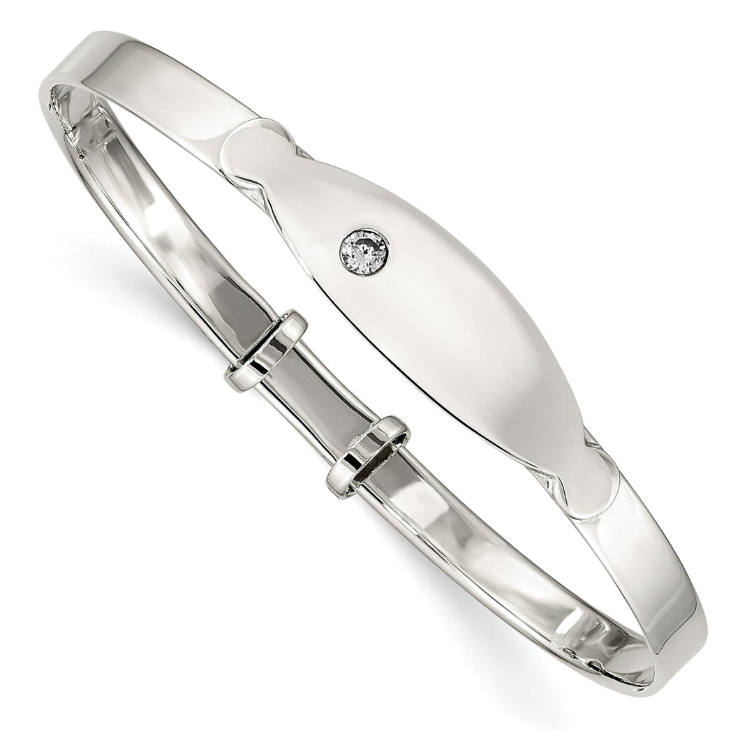 Lovely Rita's Bracelets Silver C.Z Adjustable Childs Bangle ID Bracelet