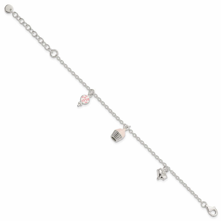 Lovely Rita's Bracelets Silver Children Lollipop Cupcake heart Bracelet