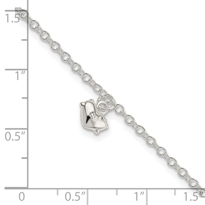 Lovely Rita's Bracelets Silver Childrens Dangle 3-D Heart Bracelet