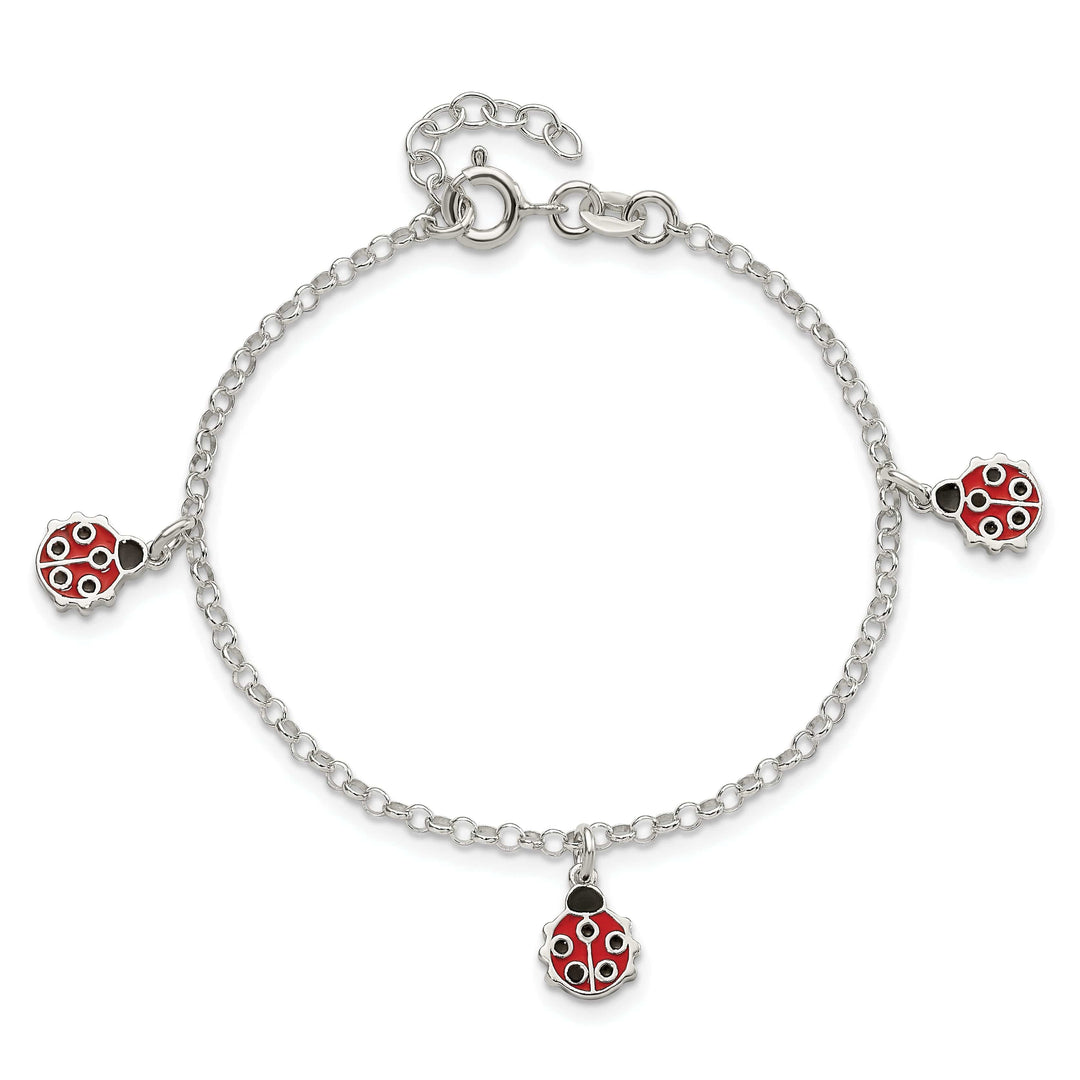 Lovely Rita's Bracelets Silver Childrens Enamel Dangle Ladybug Bracelet