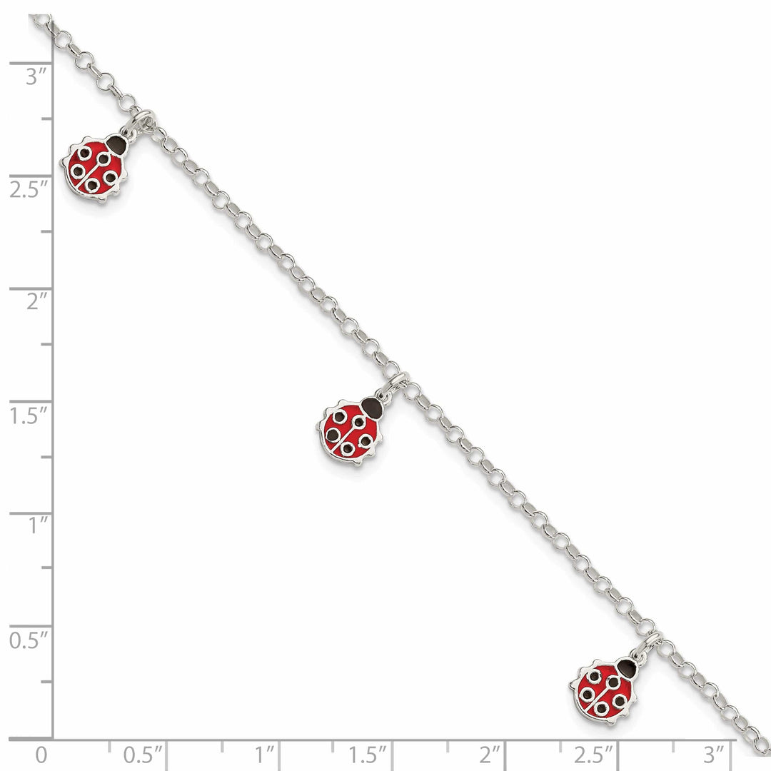Lovely Rita's Bracelets Silver Childrens Enamel Dangle Ladybug Bracelet