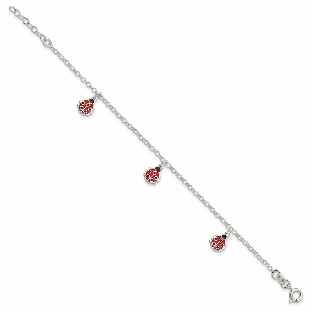 Lovely Rita's Bracelets Silver Childrens Enamel Dangle Ladybug Bracelet