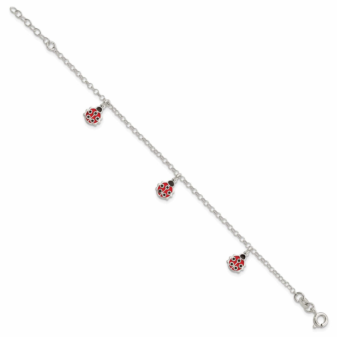 Lovely Rita's Bracelets Silver Childrens Enamel Dangle Ladybug Bracelet