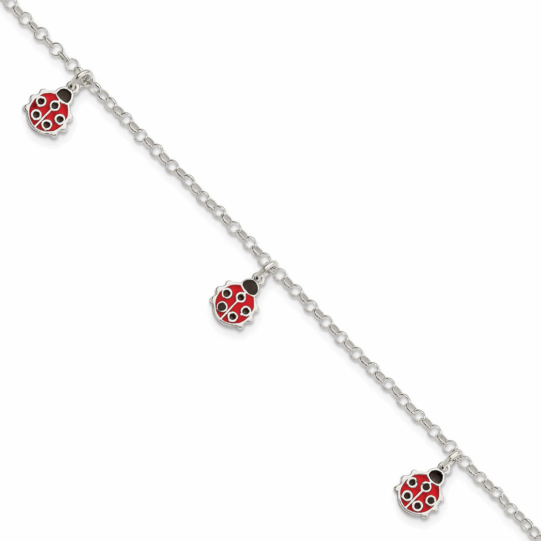Lovely Rita's Bracelets Silver Childrens Enamel Dangle Ladybug Bracelet
