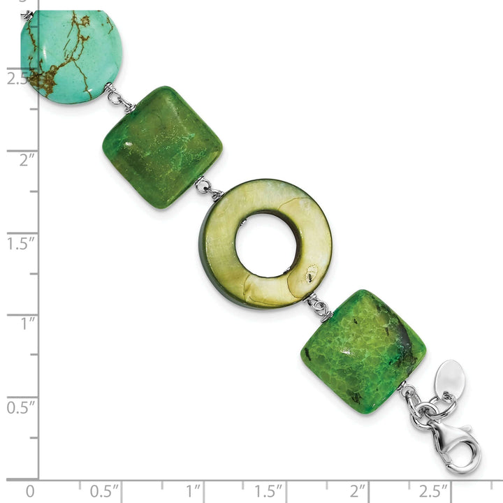 Lovely Rita's Bracelets Silver Chrysocolla Dyed Howlite Pearl Bracelet