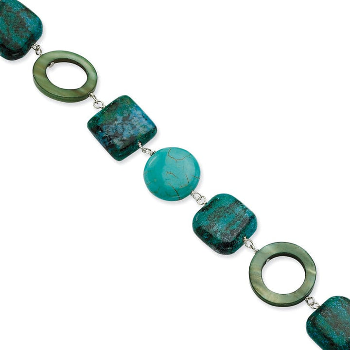Lovely Rita's Bracelets Silver Chrysocolla Dyed Howlite Pearl Bracelet