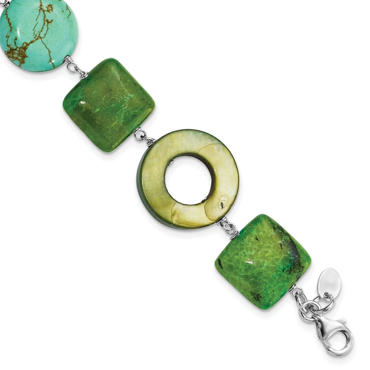 Lovely Rita's Bracelets Silver Chrysocolla Dyed Howlite Pearl Bracelet