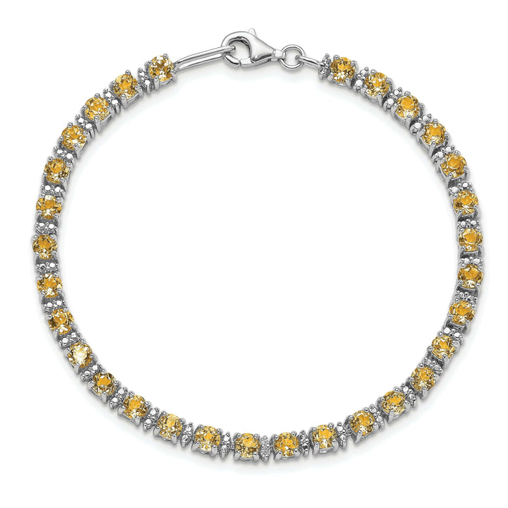 Lovely Rita's Bracelets Silver Citrine Gemstone Round Diamond Bracelet