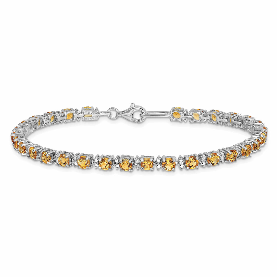Lovely Rita's Bracelets Silver Citrine Gemstone Round Diamond Bracelet