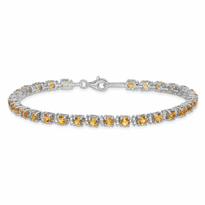 Lovely Rita's Bracelets Silver Citrine Gemstone Round Diamond Bracelet