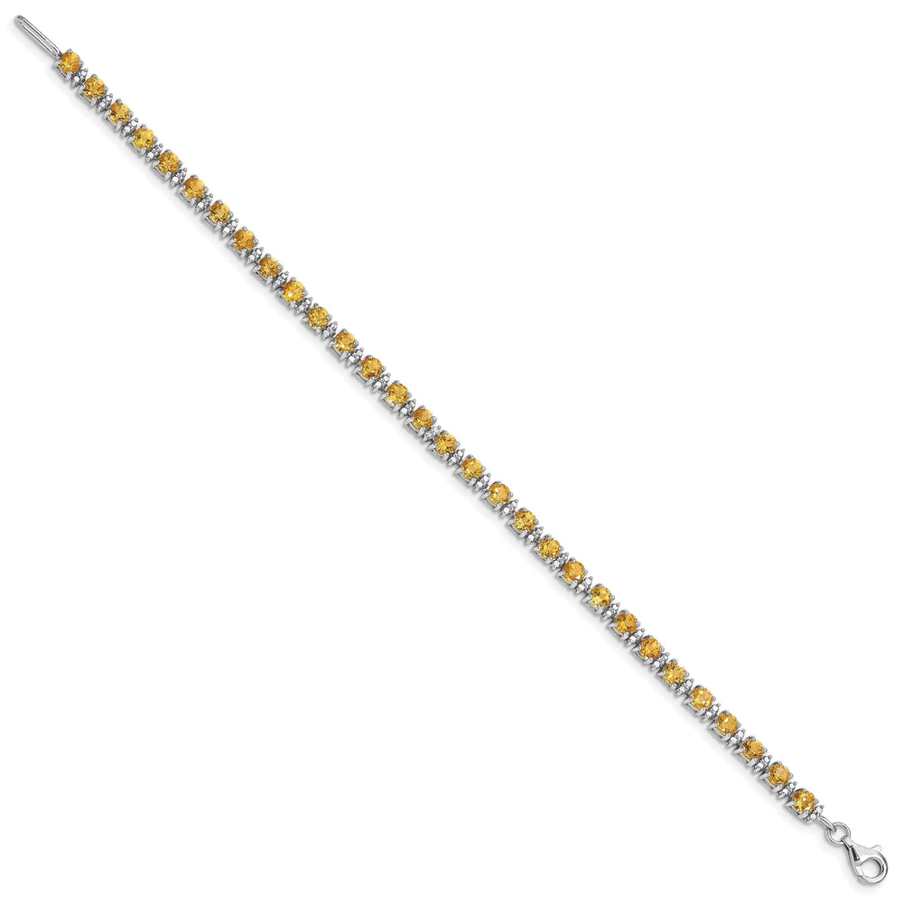 Lovely Rita's Bracelets Silver Citrine Gemstone Round Diamond Bracelet