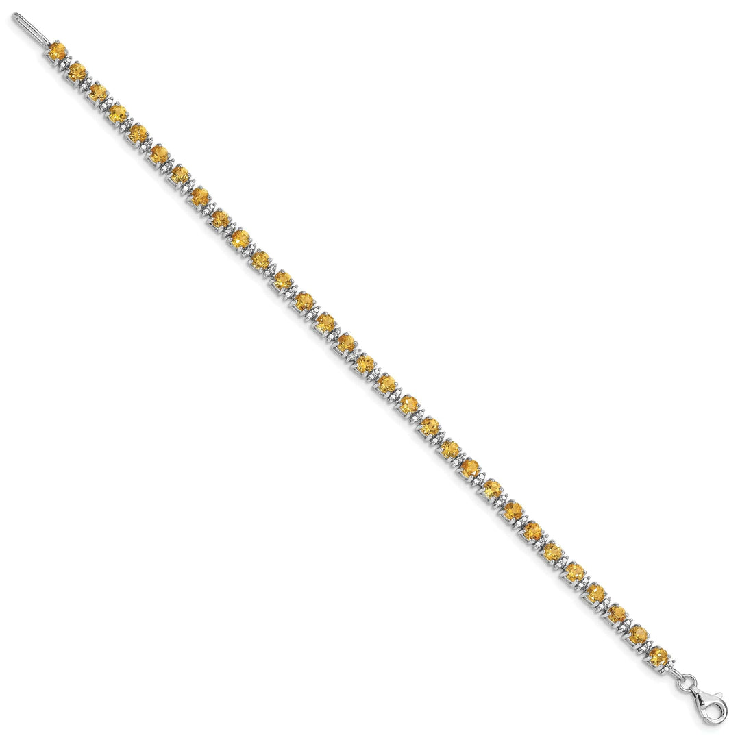 Lovely Rita's Bracelets Silver Citrine Gemstone Round Diamond Bracelet